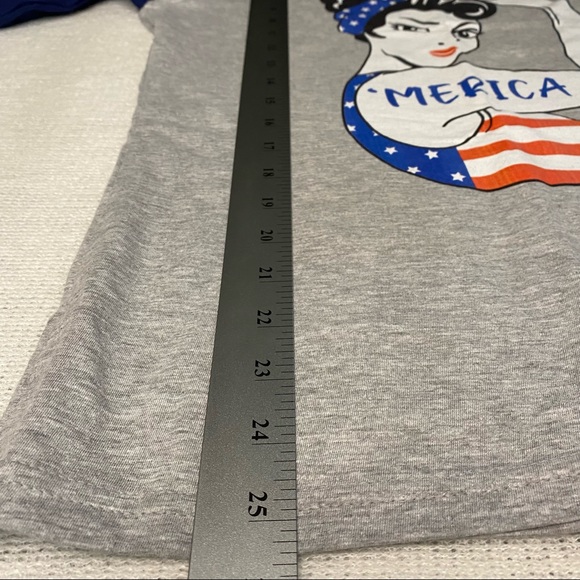 4th of July Rosie the Riveter ‘Merica T-Shirt Raglan Sleeve Small - Picture 5 of 6